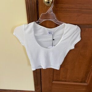 Princess Polly White Scoop Neck Crop Top